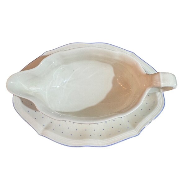 Villeroy & Boch Romantica Vitro-Porcelain Gravy Boat & Plate - Picture 2 of 4